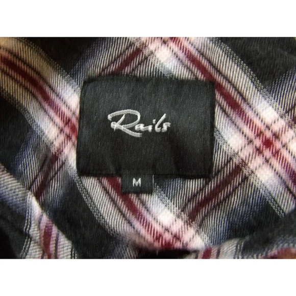 Rails Womens Rex Charcoal Berry Blush Studded Plaid Shirt Medium‎ - Picture 4 of 5